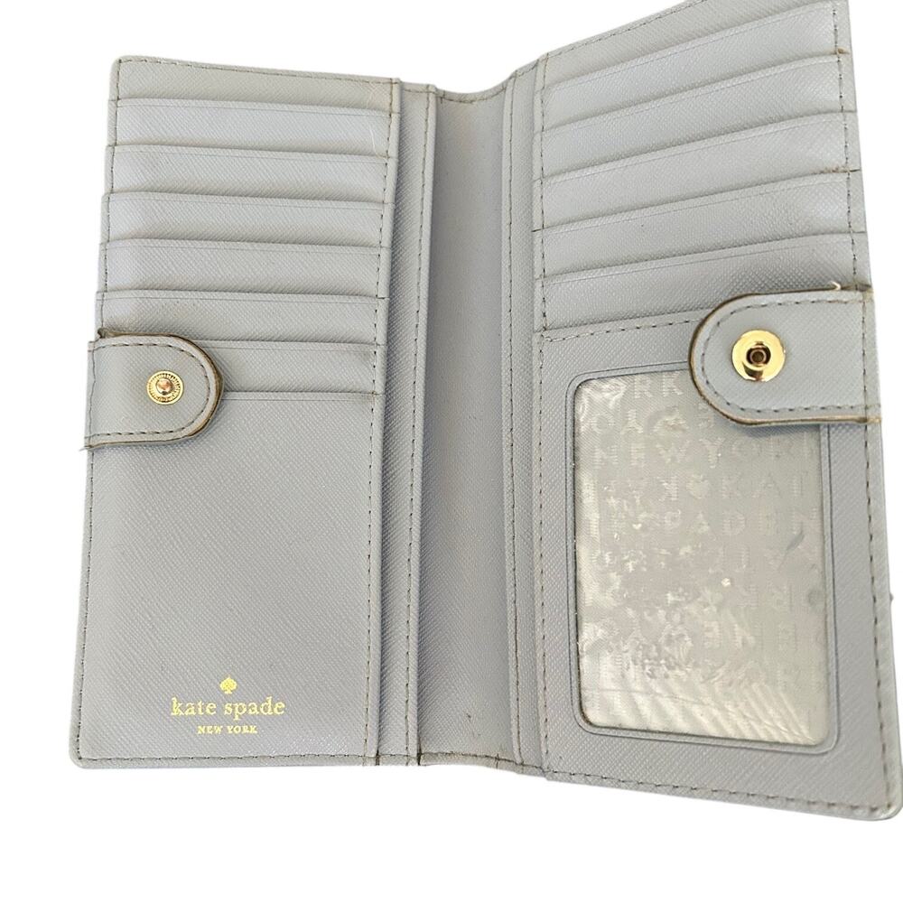 Kate Spade Wallet Powder Blue Leather Card Holder ID Designer Classic Minimalist - Picture 2 of 8